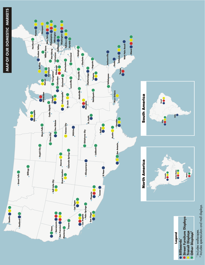 (MAP OF OUR DOMESTIC MARKETS)