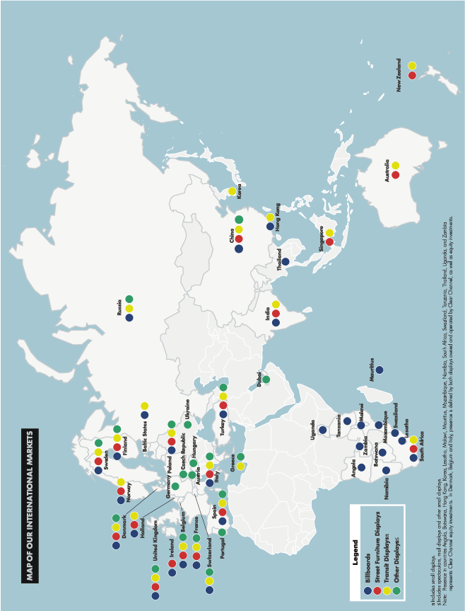 (MAP OF OUR INTERNATIONAL MARKETS)